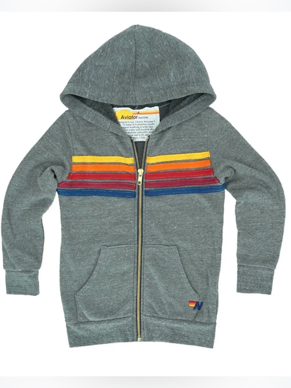 Aviator Nation kids 5 stripe zip up hoodies size 14